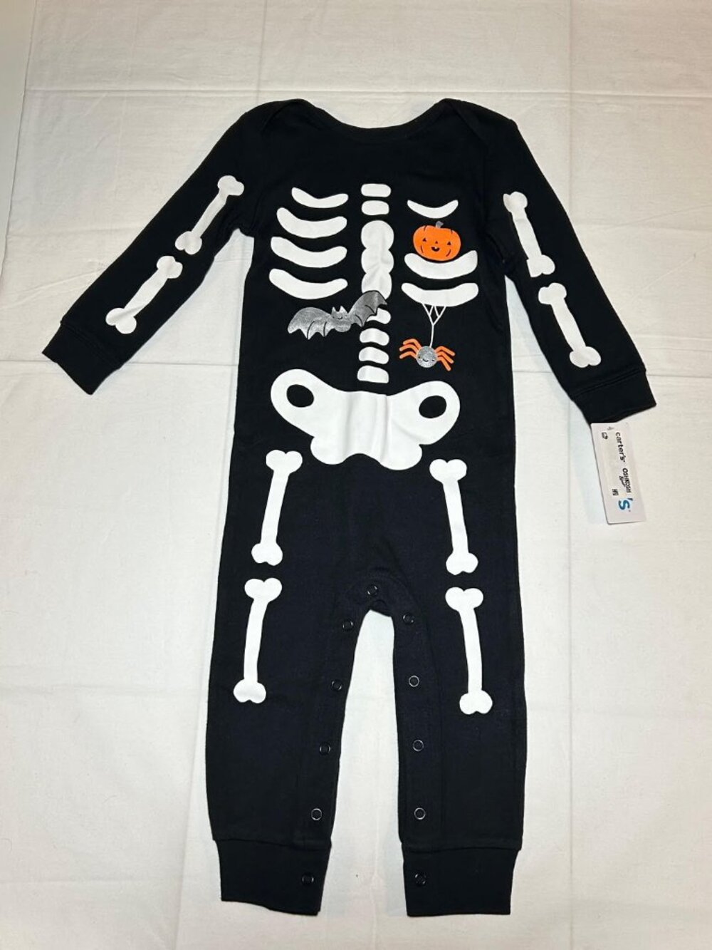 Carter's Unisex Baby Black Skeleton Long Sleeve One Piece Outfit Halloween Fall